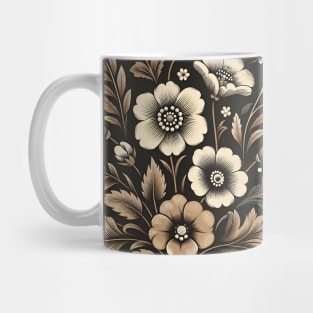 Beige Floral Illustration Mug